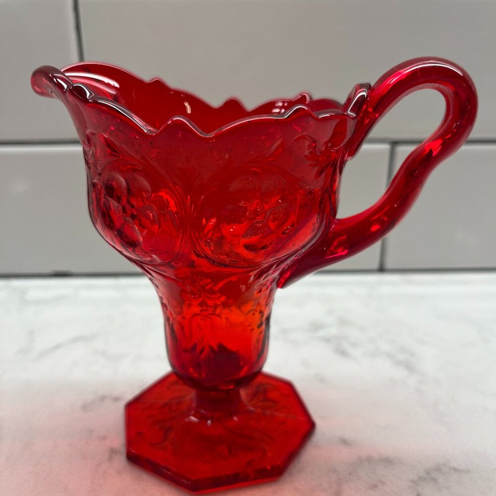 Rock Crystal Red Footed Scalloped Creamer by McKee
